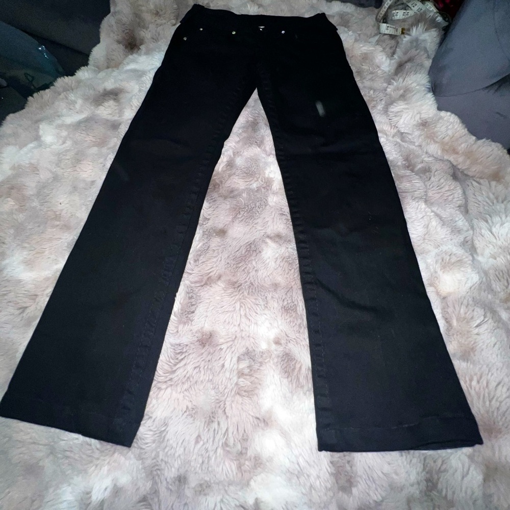 RARE True Religion "Disco Candice" Black Jeans with Front Rhinestones, 27 - Picture 3 of 12